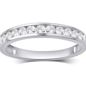 1/2  Carat T.w. Lab Grown Diamond Channel Sterling Silver Wedding Band Women's